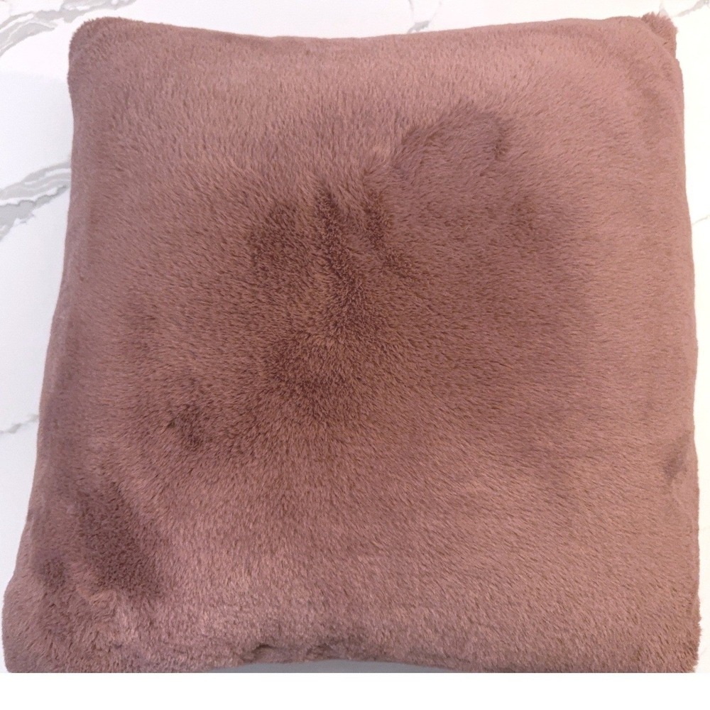 Dorm Room 21" Pink Dusty Rose Fuzzy Faux Fur Accent Pillow w insert Decor Throw